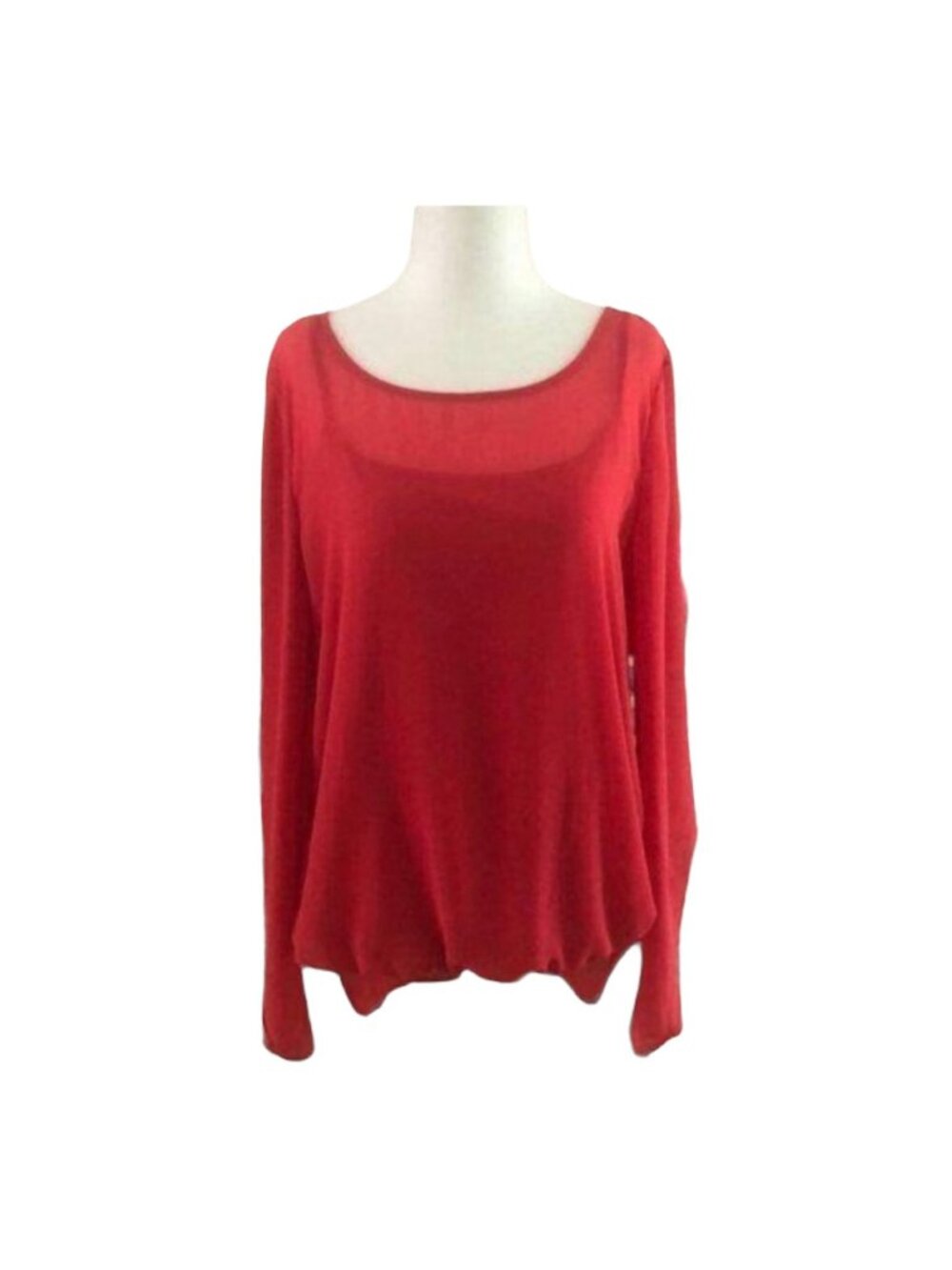 Halo Women's Orange Sheer Long Sleeve Blouse w/Camisole Scoop Neckline Size S